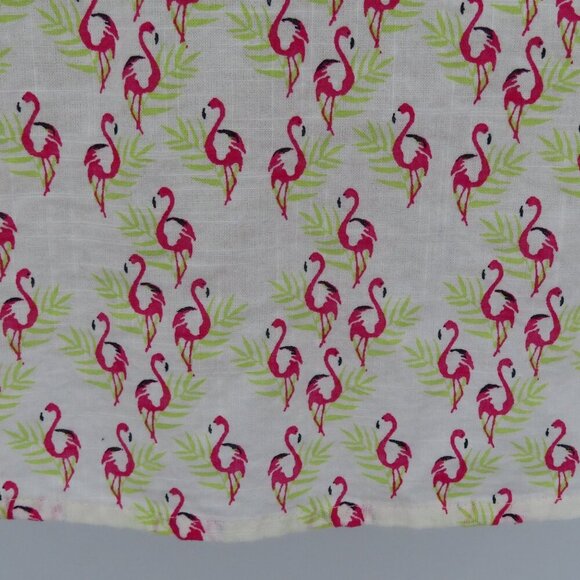 Foxcroft Women 6 Pink Flamingo Green Palm Leaf Collared Button Shirt Top Blouse - Picture 7 of 12